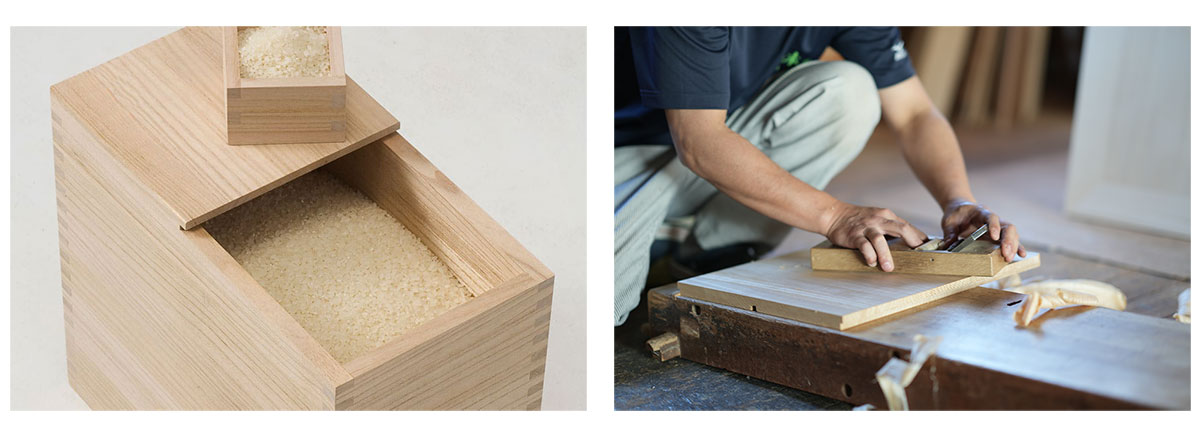 桐箪笥の製法で作られた米びつ